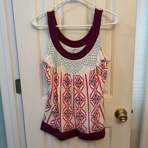 Anthropologie Smocked & Embroidered Women's Multicolor Sleeveless Top